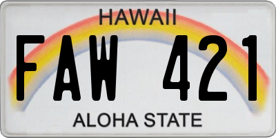 HI license plate FAW421