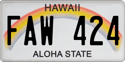 HI license plate FAW424