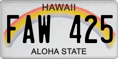 HI license plate FAW425