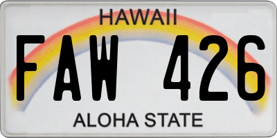 HI license plate FAW426