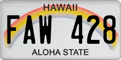 HI license plate FAW428
