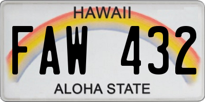 HI license plate FAW432