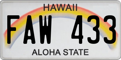 HI license plate FAW433