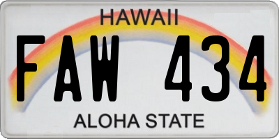 HI license plate FAW434