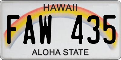 HI license plate FAW435