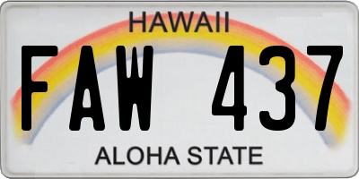 HI license plate FAW437