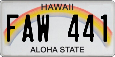 HI license plate FAW441