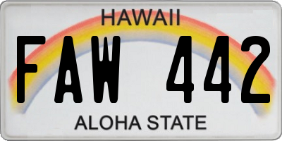 HI license plate FAW442