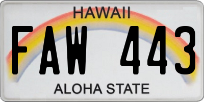 HI license plate FAW443