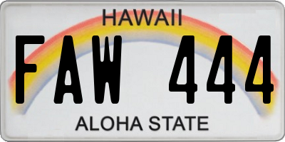 HI license plate FAW444