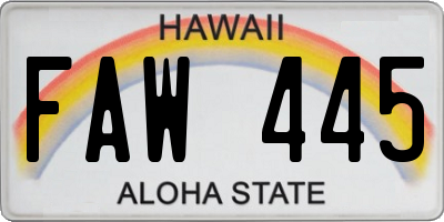 HI license plate FAW445