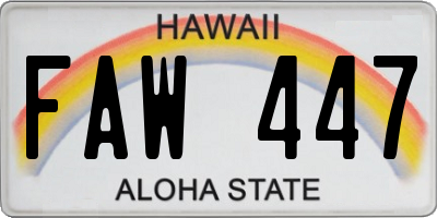 HI license plate FAW447