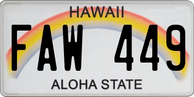 HI license plate FAW449
