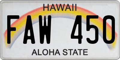 HI license plate FAW450