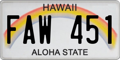 HI license plate FAW451