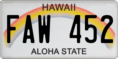 HI license plate FAW452