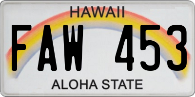 HI license plate FAW453
