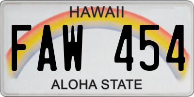 HI license plate FAW454