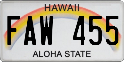 HI license plate FAW455