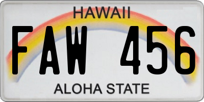 HI license plate FAW456