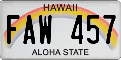 HI license plate FAW457