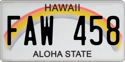 HI license plate FAW458