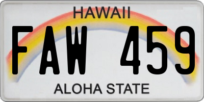 HI license plate FAW459