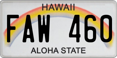 HI license plate FAW460