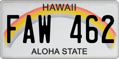 HI license plate FAW462