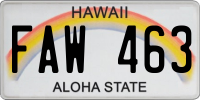 HI license plate FAW463