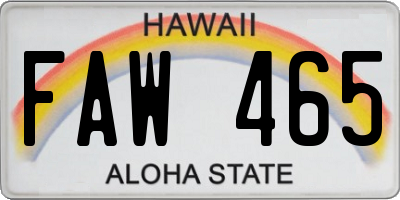 HI license plate FAW465