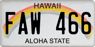 HI license plate FAW466