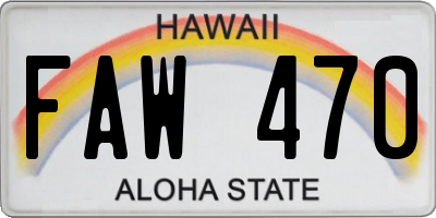 HI license plate FAW470