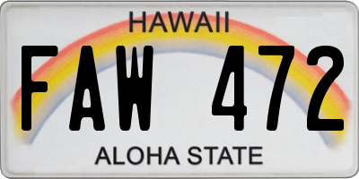 HI license plate FAW472