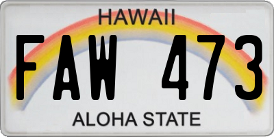 HI license plate FAW473