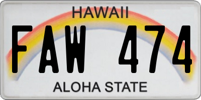 HI license plate FAW474