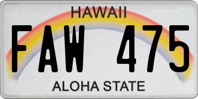 HI license plate FAW475