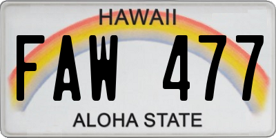 HI license plate FAW477