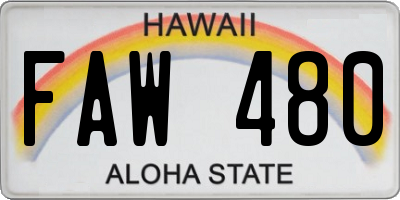 HI license plate FAW480