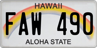 HI license plate FAW490