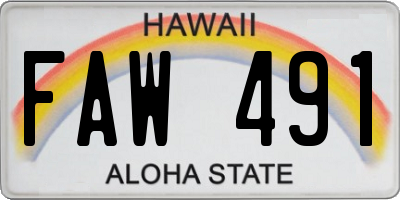 HI license plate FAW491