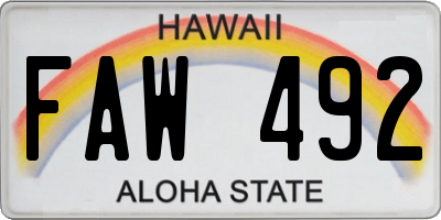 HI license plate FAW492