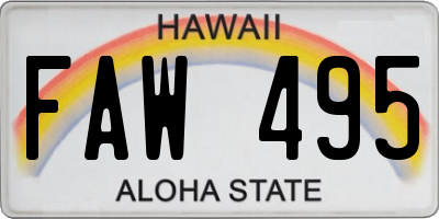 HI license plate FAW495