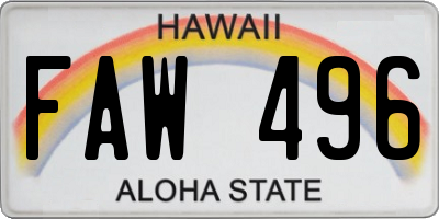 HI license plate FAW496