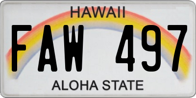HI license plate FAW497