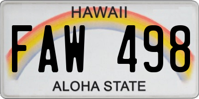 HI license plate FAW498