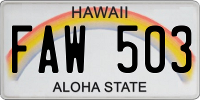 HI license plate FAW503