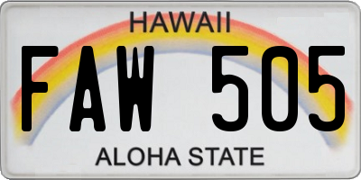 HI license plate FAW505