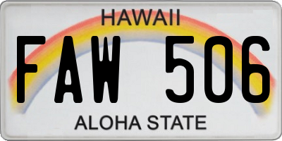 HI license plate FAW506
