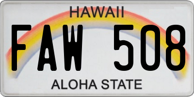 HI license plate FAW508